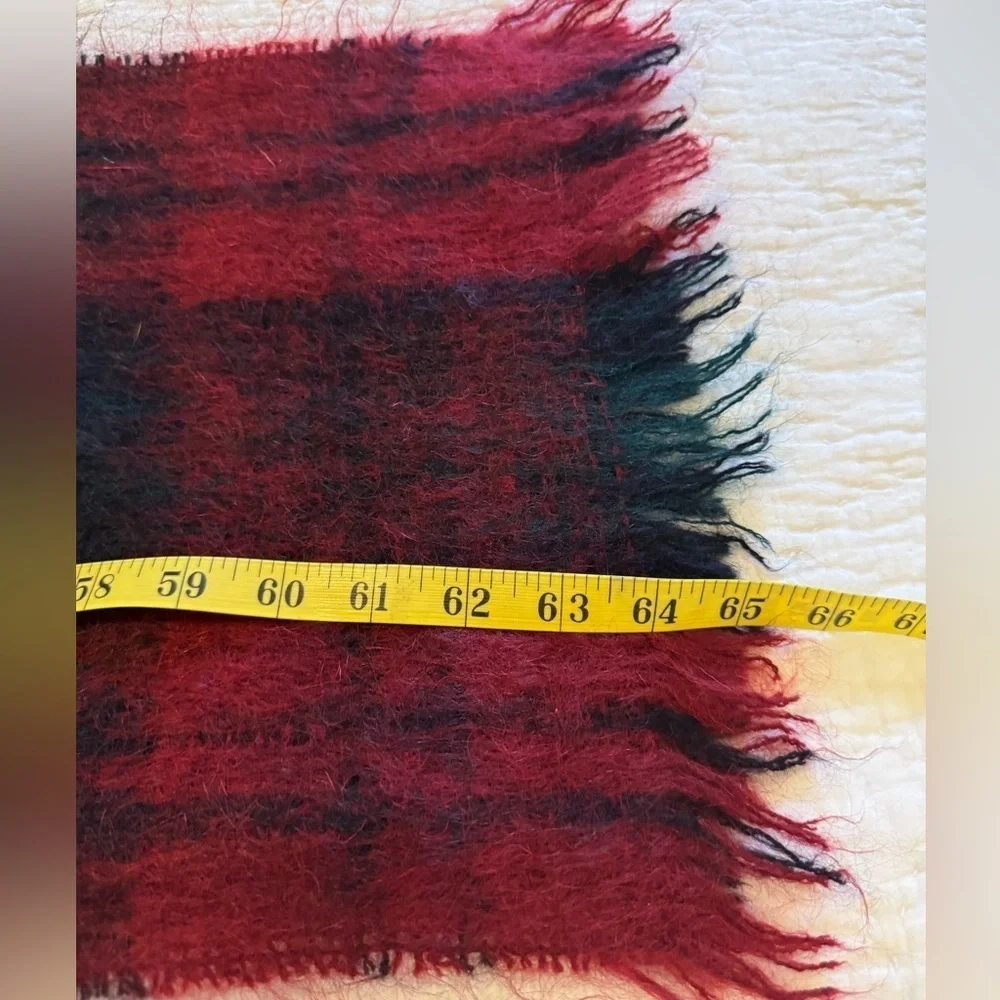Scottish Scarf Highland Home Industries Mohair & Wool Red & Green Plaid Scarf
